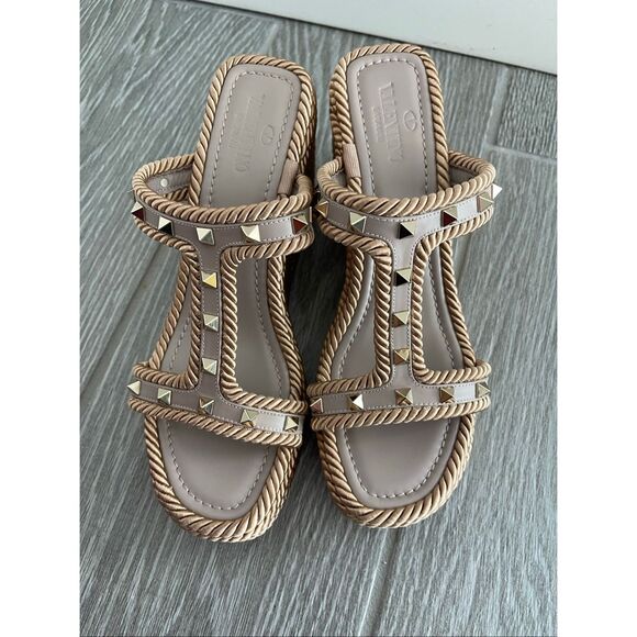 VALENTINO Rockstud Torchon T-Strap Espadrille Sandals Size 10 - Picture 10 of 10